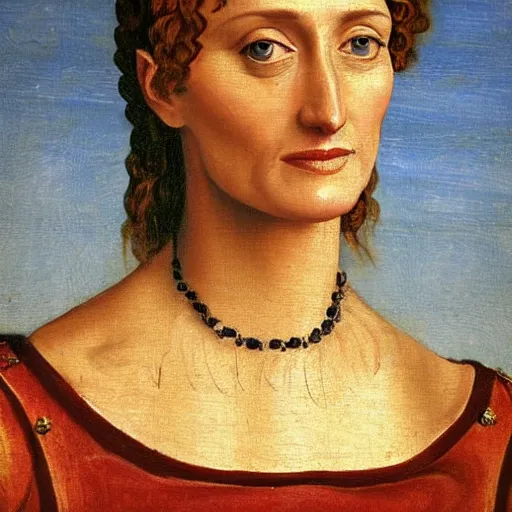 Image similar to a renaissance style portrait painting of Natascha McElhone
