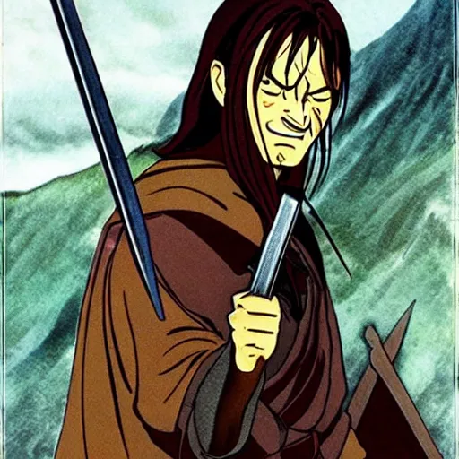 Prompt: boromir from the anime lord of the rings (1986), studio ghibli, very detailed, realistic