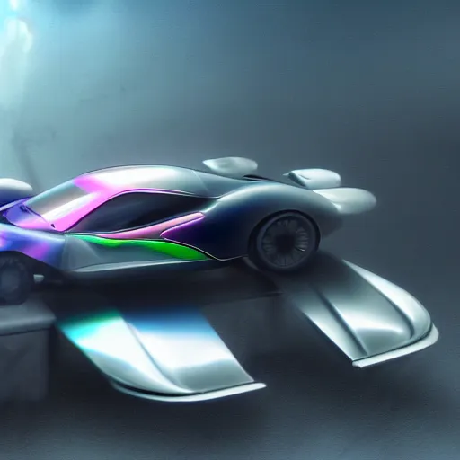 Image similar to iridescent flying car 8k photorealistic, artstationHD, high details, concept art