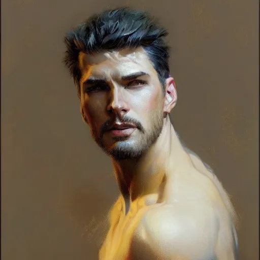 Prompt: attractive male, character design. highly detailed painting by gaston bussiere, craig mullins, j. c. leyendecker, mid shot, 8 k