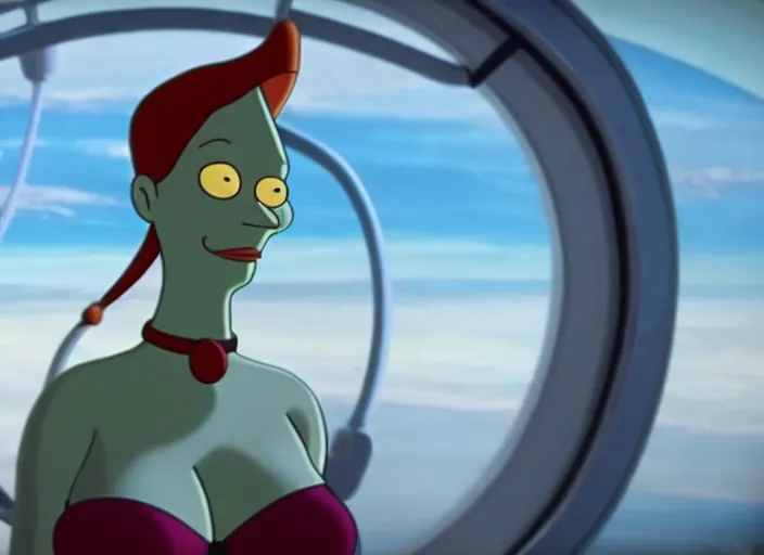 Image similar to film still of lela from futurama in the new scifi movie, 4 k