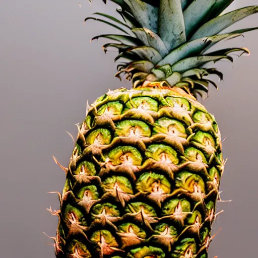 Prompt: a hybrid of a dog and a pineapple but mostly pineapple, 8 k, 4 k, professional photography, award winning photo