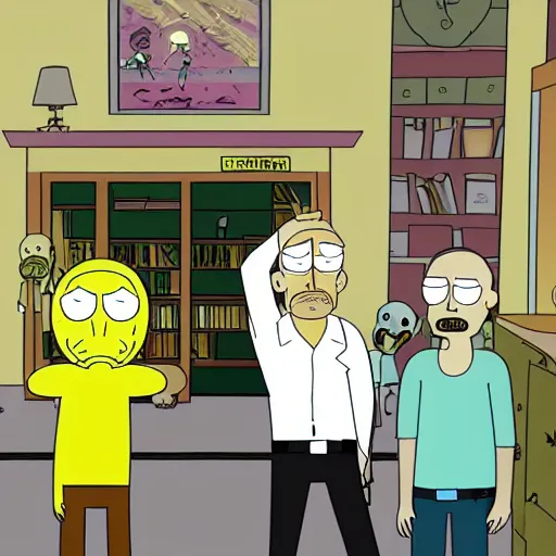Prompt: breaking bad in the style of rick and morty