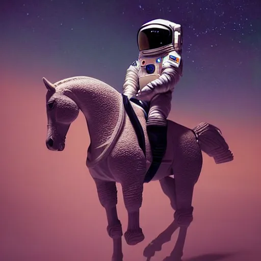 Prompt: hyperrealism aesthetic highly detailed photography of horse astronautback riding on a astronaut. from western by hiroyuki okiura and katsuhiro otomo and alejandro hodorovski style with many details by mike winkelmann and vincent di fate in sci - fi style. volumetric natural light hyperrealism photo on dsmc 3 system,