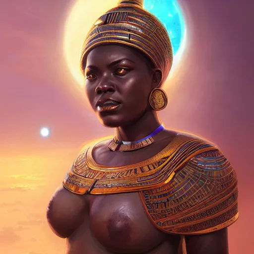 Prompt: highly detailed portrait of an african bbw egyptian goddess, intricate alien technology, stephen bliss, unreal engine, fantasy art by greg rutkowski, loish, rhads, ferdinand knab, makoto shinkai and lois van baarle, ilya kuvshinov, rossdraws, tom bagshaw, global illumination, radiant light, detailed and intricate environment