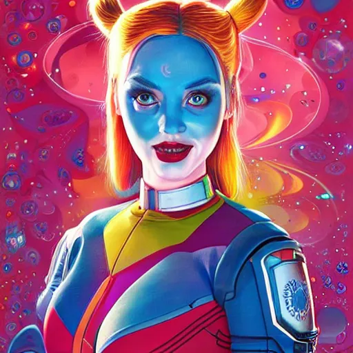 Prompt: harley quinn as a cosmic fractal, pixar style, by tristan eaton stanley artgerm and tom bagshaw.