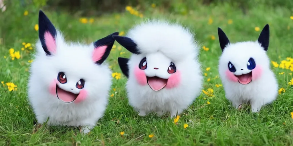 Image similar to real life pokemons, cute!!!, content!!!, mischievous!!!, adorable!!!, chubby!!!, fluffy!!!, ultra realistic!!!, summer, windy, warm, 3 0 0 0 kelvin, golden hour, sharp focus