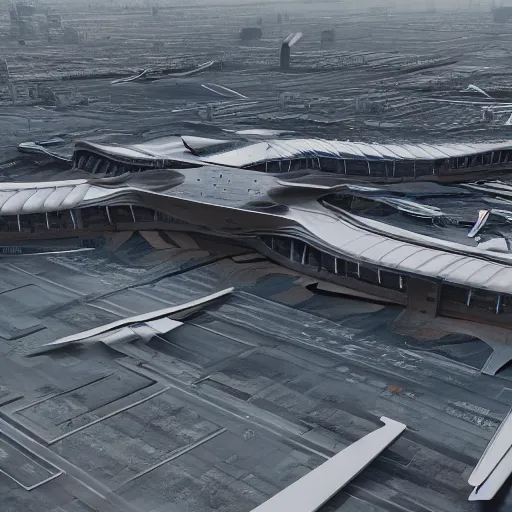 Prompt: sci-fi brutalist airport view from above structure on the coronation of napoleon painting point cloud in the middle, unreal engine 5, keyshot, octane, artstation trending, ultra high detail, ultra realistic, cinematic, 8k, 16k, in style of zaha hadid, in style of nanospace, colors in style of the Blade Runner 2049, in plastic, dark, tilt shift,