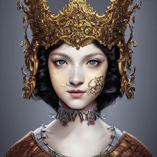 Image similar to A masterpiece ultrarealistic ultradetailed portrait of a Incredibly beautiful angel princess with Royal Tevton Knight Full Iron Helmet mask. baroque renaissance girl in the night forest. medium shot, intricate, elegant, highly detailed. trending on artstation, digital art, by Stanley Artgerm Lau, WLOP, Rossdraws, James Jean, Andrei Riabovitchev, Marc Simonetti, Yoshitaka Amano. background by James Jean and Gustav Klimt, light by Julie Bell, 4k, porcelain skin.