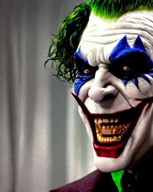 Image similar to Film still close-up shot of Vince McMahon as The Joker from the movie The Dark Knight