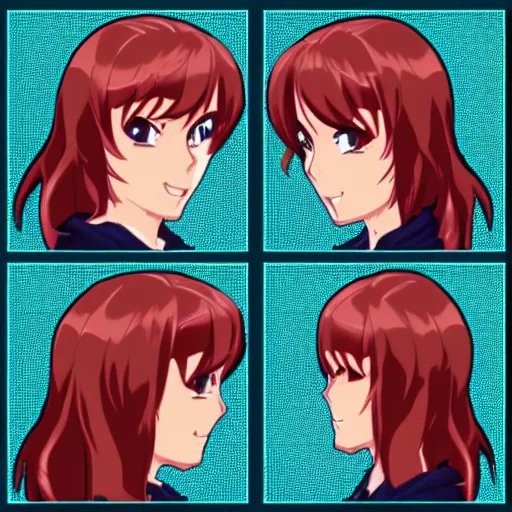 Image similar to visual novel front - facing character sprite of a red - haired teen