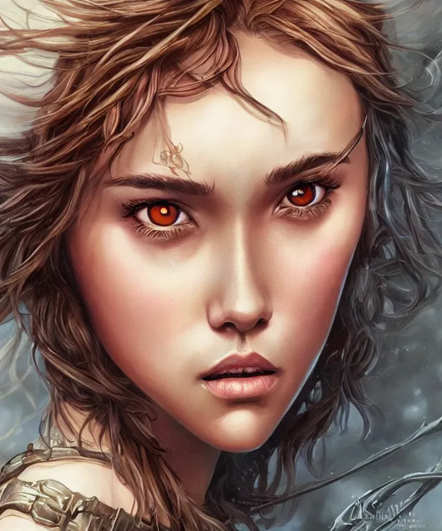 Prompt: epic fantasy portrait of olivia cooke, lowbrow painting by Artgerm