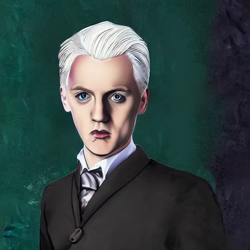 Prompt: draco malfoy pregnant, digital art