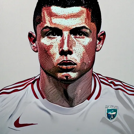 Image similar to a hyper - detailed masterpiece of ronaldo phenomenal, stunning portrait