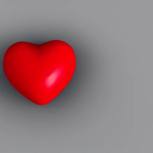 Prompt: 3d render of a badly formed red putty heart shape in the middle of a gray sheet of paper
