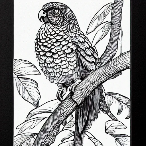 Image similar to greek cheek conure made out of tree illustration screen tone