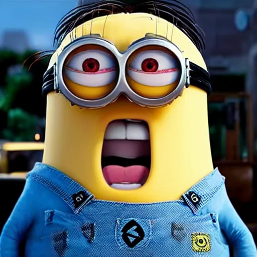 Prompt: movie frame of benjamin netanyahu!!!!!! as a minion from despicable me, hd, 8 k, photorealistic