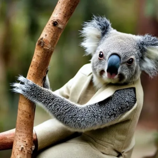 Prompt: A koala wearing a suit.