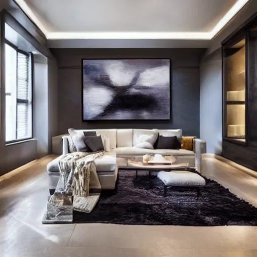 Image similar to mockup photo of luxury contemporary interior with large contemporary paintings for rich collectors, trending on pinterest, sharp hdr cinematic lighting 8 k