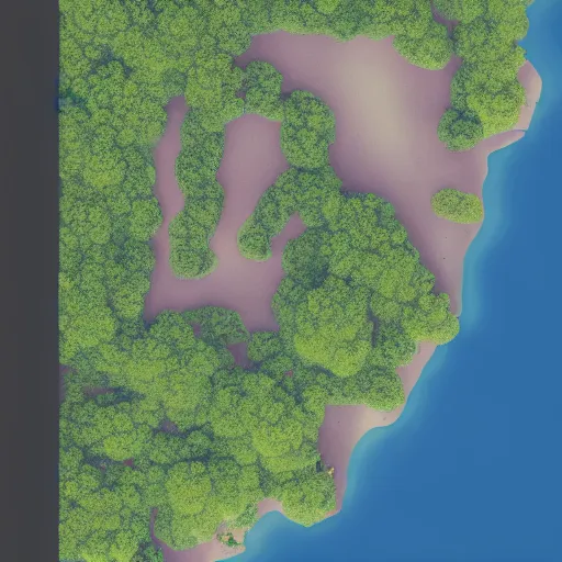 detailed topdown map from google maps, of an island, Stable Diffusion