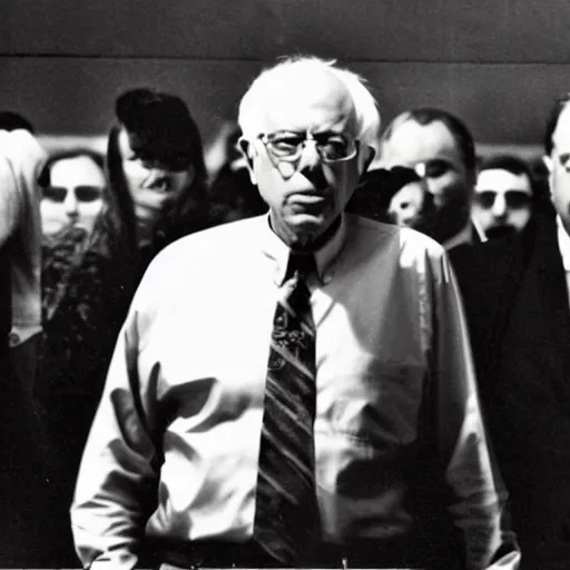 Prompt: bernie sanders as unibomber, vintage photo