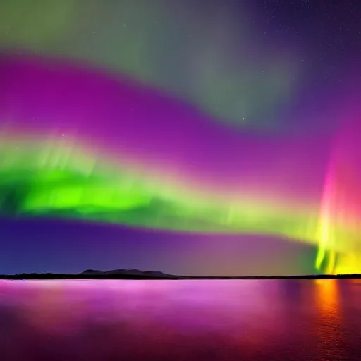 Prompt: professional art of a rainbow connected to an aurora borealis, 4 k, 8 k, hd, high quality, highly detailed