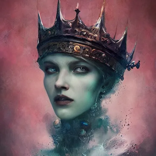 Image similar to !dream Thermalcore a demonic Frosty whilst wearing Crown Of Ice lawyer Jenny Frankino portrait portrait Face eyes Wearing Snickerdoodles on her Calves in July Intaglio Brushstrokes by tom bagshaw Anato Finnstark Ismail Inceoglu