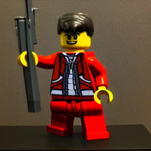 Prompt: a Lego minfigure of Rambo.