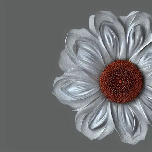 Prompt: a flower made of metal, 8 k, photorealistic, photograph, award winning, gloden hour, volumetric light