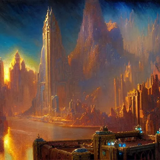 Image similar to atlantis the city. highly detailed painting by gaston bussiere, craig mullins, j. c. leyendecker 8 k