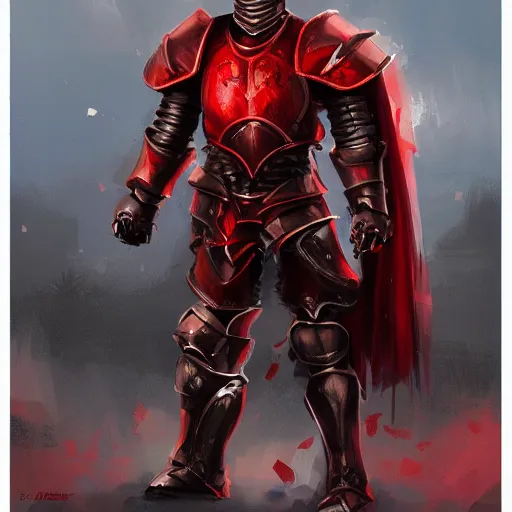 Image similar to knight armored in red, fantasy art, trending on artstation