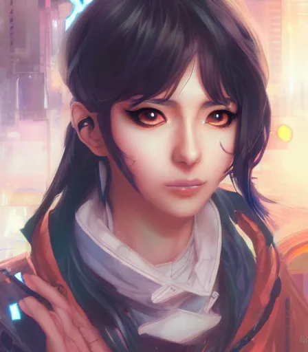 Image similar to An anime portrait of Cyberpunk Mitsuri Kanroji, by Stanley Artgerm Lau, WLOP, Rossdraws, James Jean, Andrei Riabovitchev, Marc Simonetti, and Sakimichan, tranding on artstation