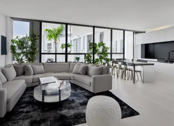 Image similar to 8 k photograph of stunning 2 0 2 2 wynwood miami apartment living room, award winning design, designed by michael wolk + beatriz pascuali