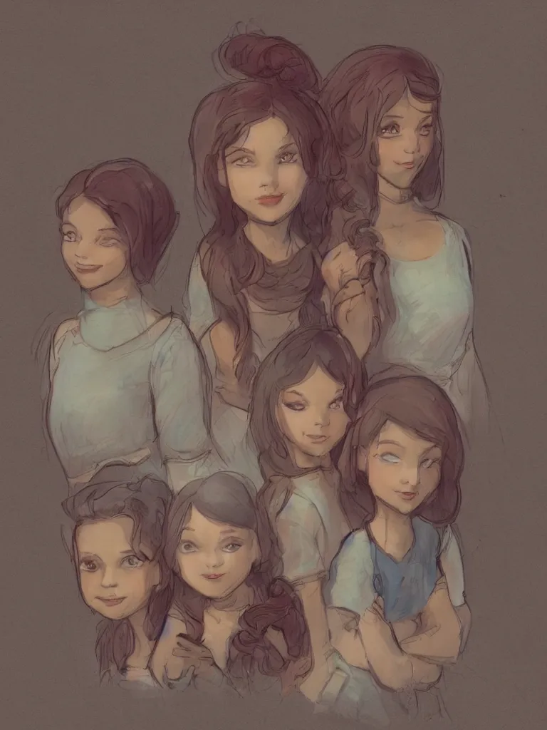 Image similar to sisters by disney concept artists, blunt borders, rule of thirds