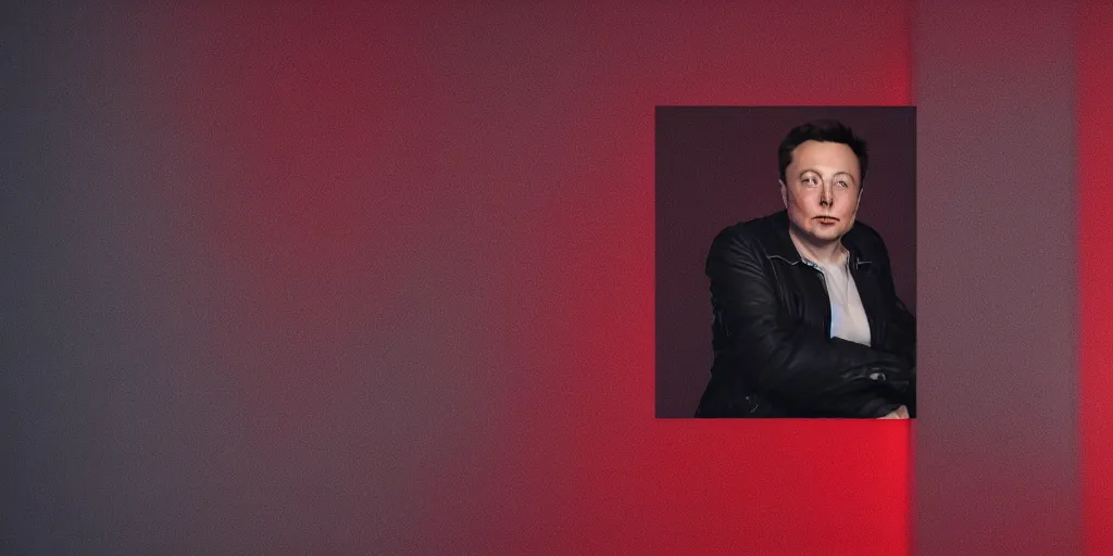 Image similar to 3d render of elon musk on a dark red background