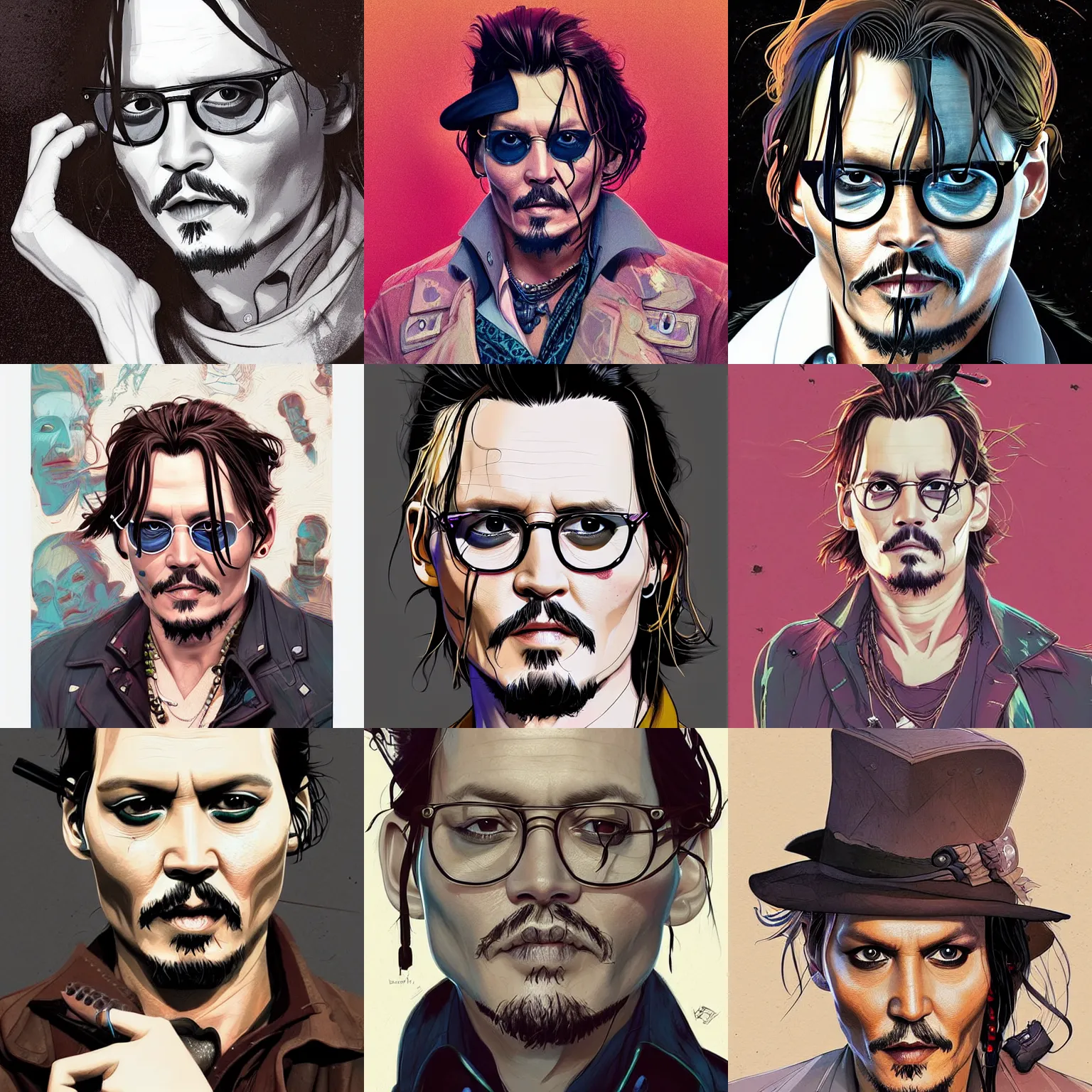Prompt: a study of cell shaded portrait of johnny depp concept art, llustration, post grunge, concept art by josan gonzales and wlop, by james jean, Victo ngai, David Rubín, Mike Mignola, Laurie Greasley, highly detailed, sharp focus, Trending on Artstation, HQ, deviantart, art by artgem