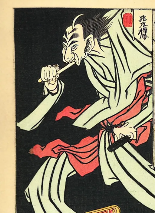 Prompt: dracula as a yokai illustrated by kawanabe kyosai and toriyama sekien