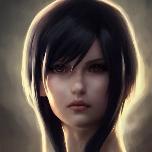 Image similar to kerli koiv as tifa lockhart, character headshot concept art, sharp, digital matte painting, art by artgerm, greg rutkowski, wlop, dramatic lighting, trending on artstation