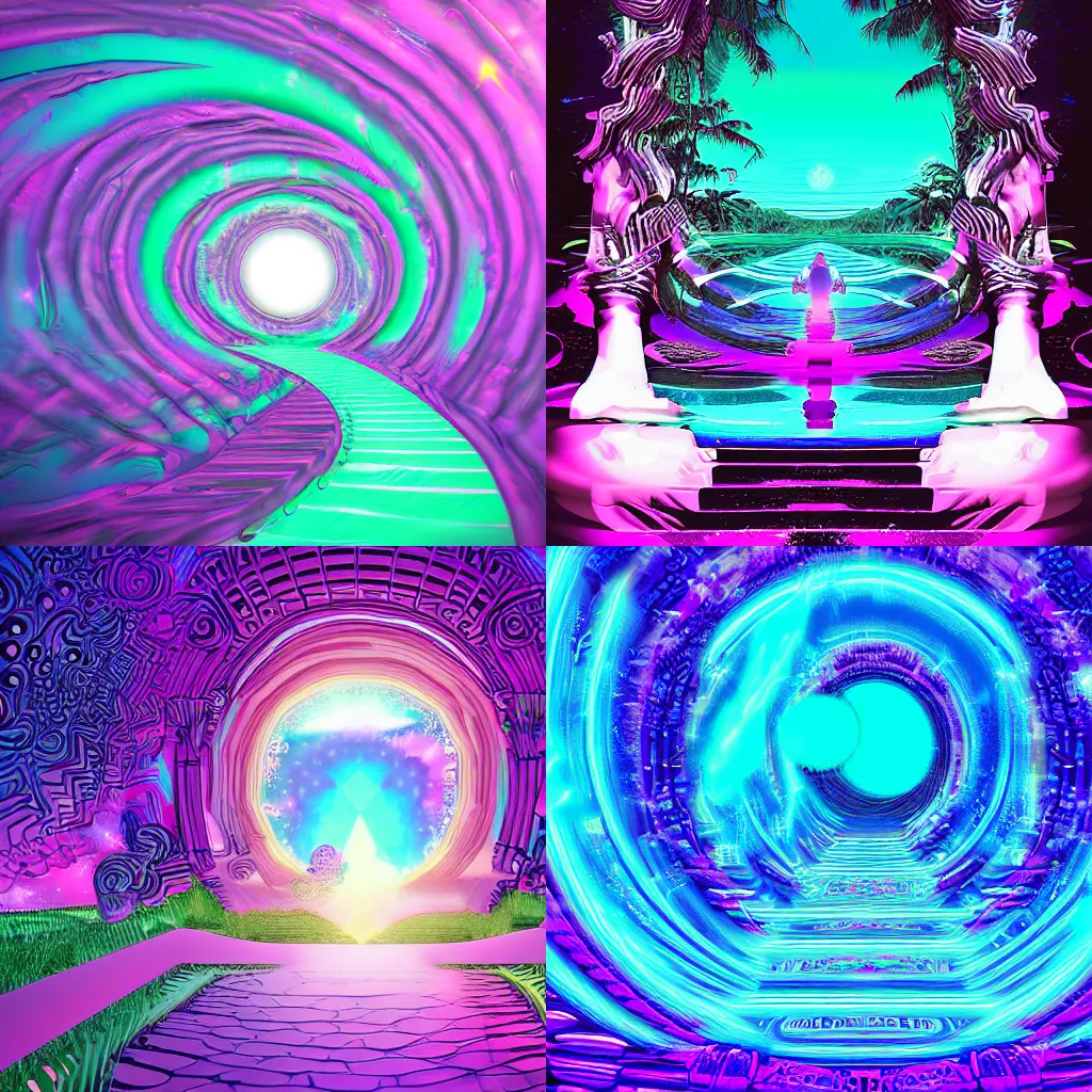 Prompt: a magical portal to the vaporwave dimension, detailed digital art