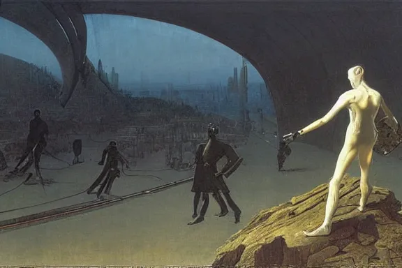 Image similar to cyborgs by caspar david friedrich