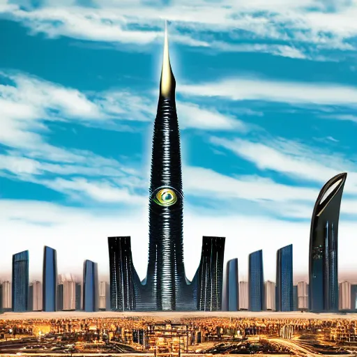 Image similar to riyadh city in the style of yongoh kim