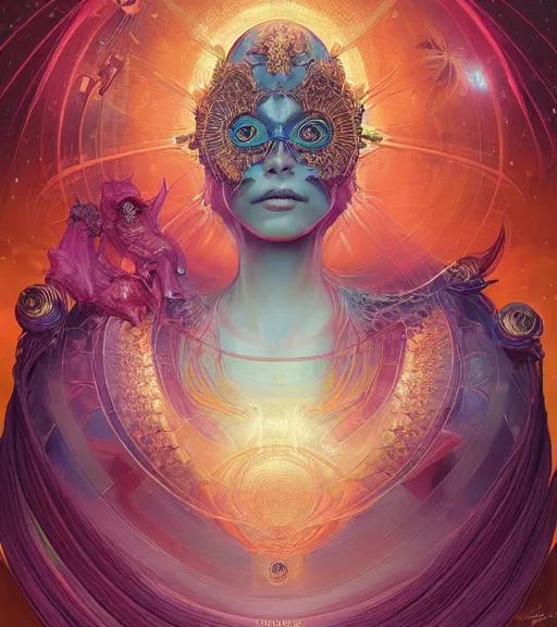 Prompt: portrait of the powerful empress of the solar system in the style of anna dittmann and in the style of wayne barlowe. glowing, ornate and intricate, stunning, dynamic lighting, intricate and detailed.