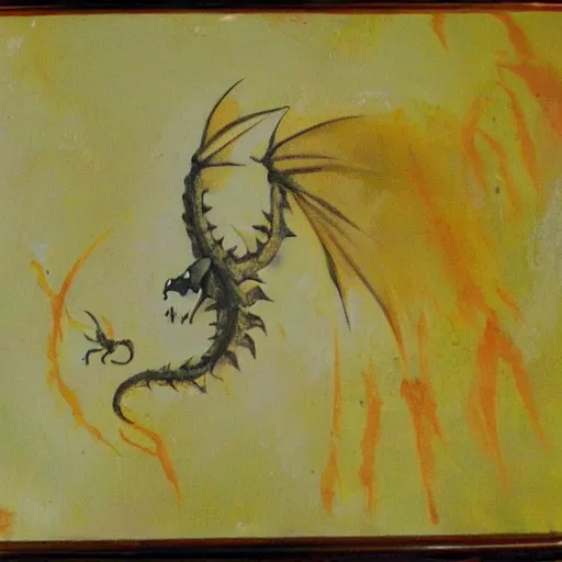 Prompt: smudged painting by a child of a dragon