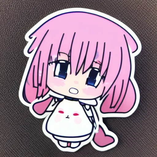 Prompt: die cut sticker of anime chibi kawaii cute tsundere caterpillar