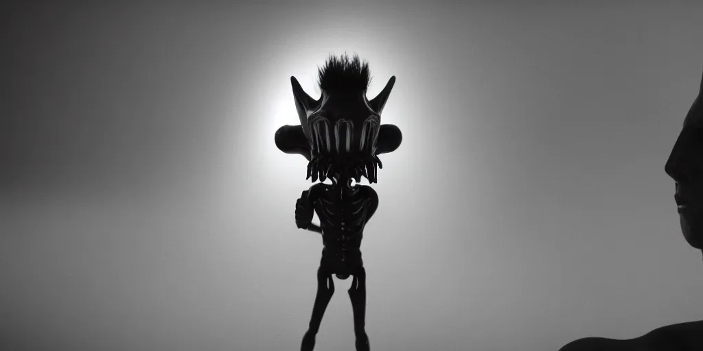 Image similar to cinematic film still of a punk alien starring in a dave meyers directed music video, cgi, vfx, ( ( ( ( chiaroscuro ) ) ) ) lighting, shallow depth of field, 8 0 mm, f 1. 8