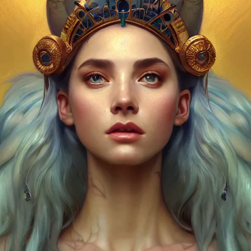 Image similar to perfectly - centered portrait of a goddess, beautiful, gorgeous, cute, amazing, highly detailed, professional digital painting, unreal engine 5, photorealism, hd quality, 8 k resolution, cinema 4 d, 3 d, cinematic, art by artgerm and greg rutkowski and alphonse mucha and loish and wlop