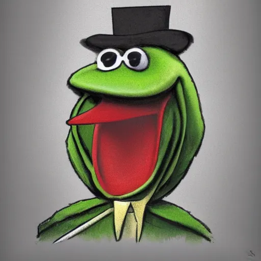 Prompt: concept art of Kermit the Frog from Sesame Street dressed as Abraham Lincoln