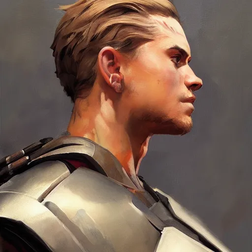 Image similar to greg manchess portrait painting of armored anakin skywalker as overwatch character, medium shot, asymmetrical, profile picture, organic painting, sunny day, matte painting, bold shapes, hard edges, street art, trending on artstation, by huang guangjian and gil elvgren and sachin teng