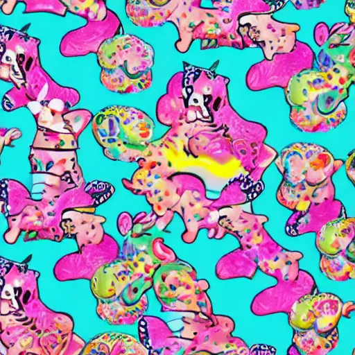 Prompt: collaboration between Lisa Frank and Betsey Johnson