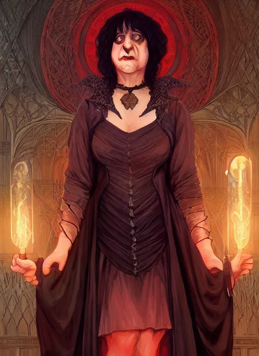 Image similar to lydia lunch as a medieval witch, symmetry!! portrait of seinfeld, glowing lights!! intricate, elegant, highly detailed, digital painting, artstation, concept art, smooth, sharp focus, illustration, art by artgerm and greg rutkowski and alphonse mucha